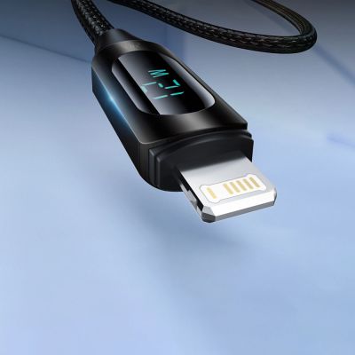 4. USB-A Cable - Lightning Wozinsky WUALC1 with LED Display 2.4A 1m - Black
