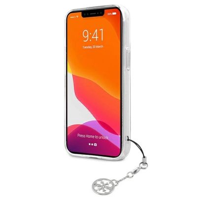 5. Guess GUHCP13SKB4GGR iPhone 13 mini 5.4" Transparent hardcase 4G Gray Strap Charm