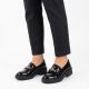 5. Women's leather lords moccasins with thick soles, black Vinceza 39985
