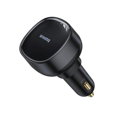 6. Baseus Enjoyment Pro 55W USB-A Car Charger with Retractable Lightning Cable - Black