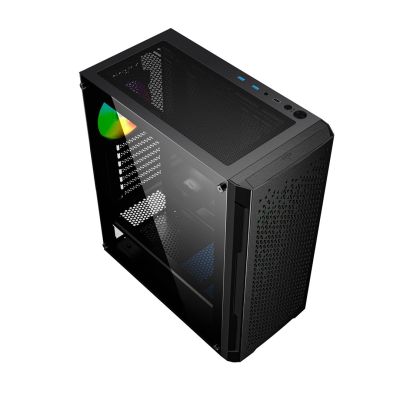 2. GEMBIRD FORNAX 400X MIDI-TOWER CASE (2X USB 3.0, 1X USB 2.0, HD AUDIO, GLASS SIDE PANEL, ARGB BACKLIGHT) BLACK