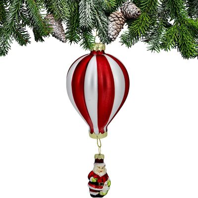 GLASS BALLOON ORNAMENT WITH SANTA SASKA GIFT & DECOR