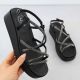 Women's Roman wedge sandals with zircons, black Filippo DS6898