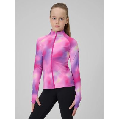 Girls' slim sports sweatshirt without hood 4F 4FJRSS26TFSWF0988-90A