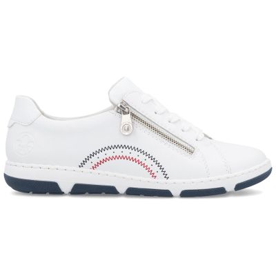 2. Women's leather ankle boots with zipper, white, Rieker 42424-80