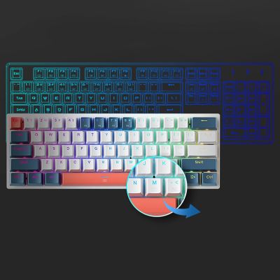 8. Machenike K500-B61 Wired Mechanical Gaming Keyboard with Backlight, Red Switch - White and Blue