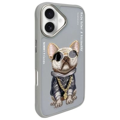 2. Nimmy Glasses Cool Dog iPhone 16 Case - Gray