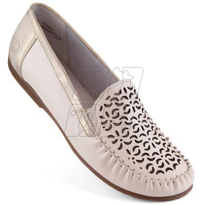 Leather comfortable openwork shoes Rieker W RKR658, beige