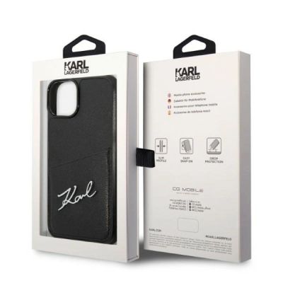 8. Karl Lagerfeld Signature Logo Cardslot Case for iPhone 13 / 14 / 15 - Black