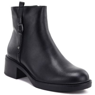 Black Sergio Leone women's leather block ankle boots