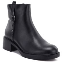 Black Sergio Leone women's leather block ankle boots
