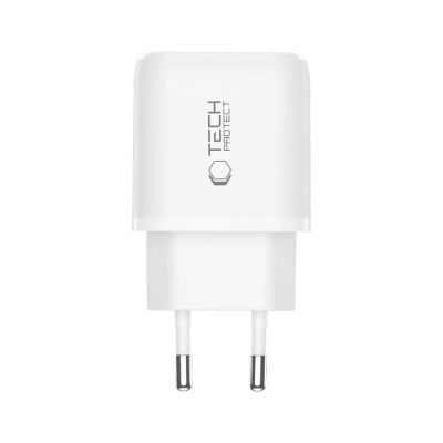 3. Tech-Protect NCA30 PD 30W QC3.0 USB-A / USB-C Wall Charger - White