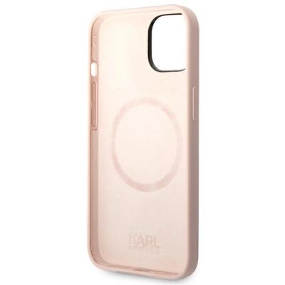 7. Karl Lagerfeld Silicone Karl's Head MagSafe Case for iPhone 14 Plus - Light Pink