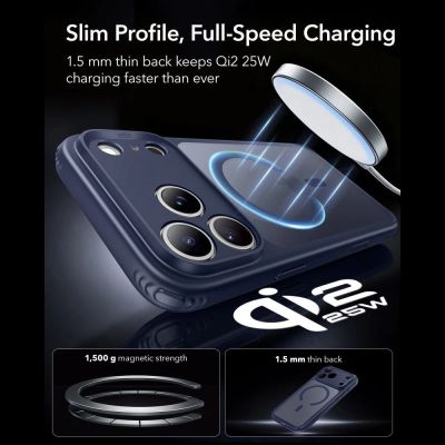 5. ESR Classic Hybrid MagSafe Case for iPhone 18 Pro / 17 Pro - Matte Navy Blue