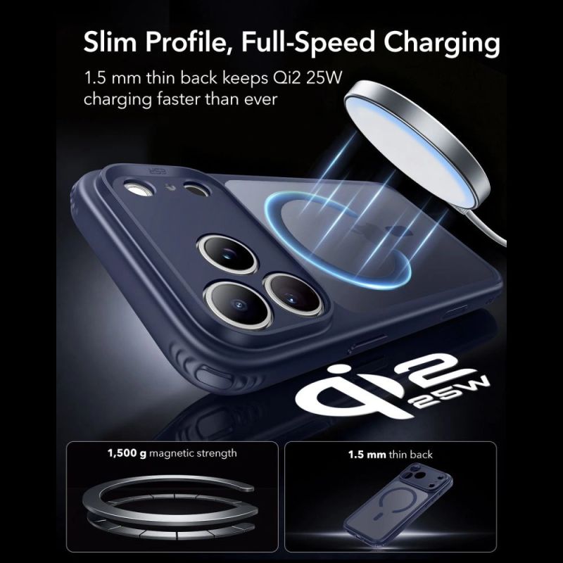 5. ESR Classic Hybrid MagSafe Case for iPhone 18 Pro / 17 Pro - Matte Navy Blue