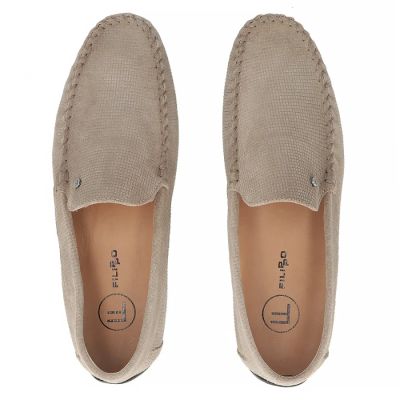 5. Men's leather moccasins in beige, Filippo MP923