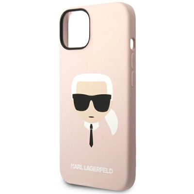 6. Karl Lagerfeld Silicone Karl's Head MagSafe Case for iPhone 14 Plus - Light Pink