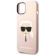 6. Karl Lagerfeld Silicone Karl's Head MagSafe Case for iPhone 14 Plus - Light Pink