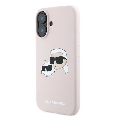 2. Karl Lagerfeld Silicone Nauble Heads Print MagSafe Case for iPhone 16 Plus - Pink