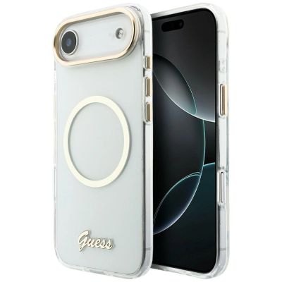 2. Guess IML Script Metal MagSafe Case for iPhone Air - Clear