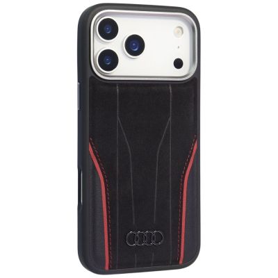 2. Audi R8 Genuine Leather MagSafe Case for iPhone 17 Pro Max - Black and Red
