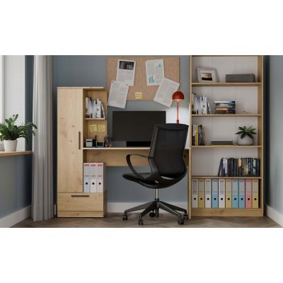 7. COSMO OAK ARTISAN Desk + Shelf Set