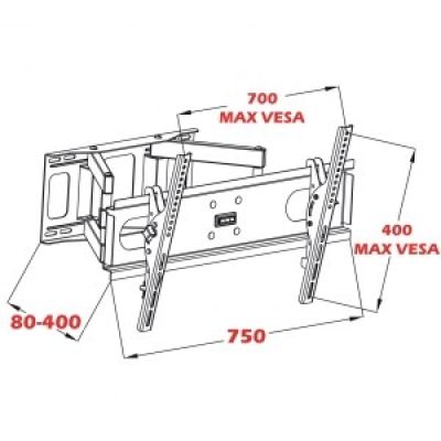 6. ART AR-52 TV wall mount (wall-mounted; 30" - 70"; max. 60kg)