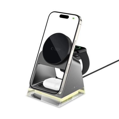 2. Tech-Protect QI15W-A43 3in1 Wireless Charger with MagSafe for Apple Devices - Black