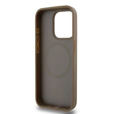 10. DKNY Leather Pattern Metal Logo MagSafe Case for iPhone 14 Pro Max - Brown