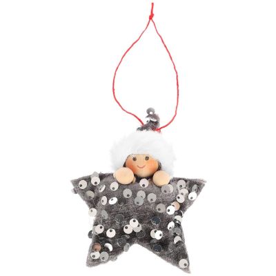 9. SET OF 3 PENDANTS STAR DOLLS SILVER SEQUINS