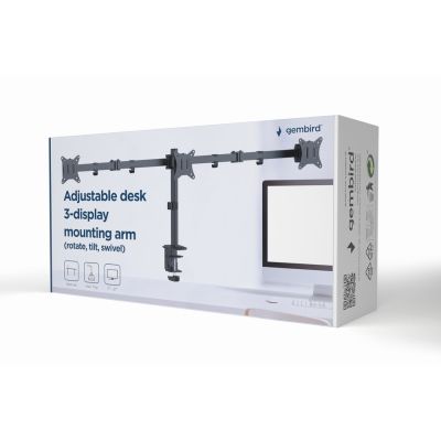 3. GEMBIRD ADJUSTABLE DESK ARM/MOUNT FOR 3 MONITORS 17-27, 100X100MM, UP TO 7KG