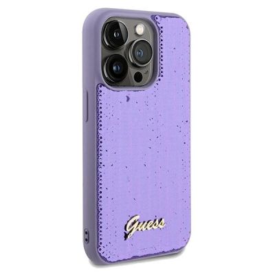 4. Guess Sequin Script Metal case for iPhone 14 Pro - purple