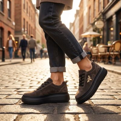 8. Women's brown leather platform shoes Vinceza 41523