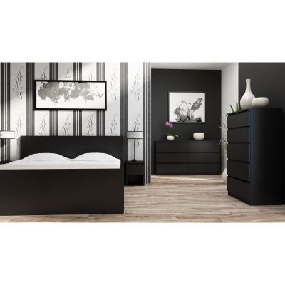 M6 MALWA CHEST OF DRAWERS 140CM 6 DRAWERS BLACK
