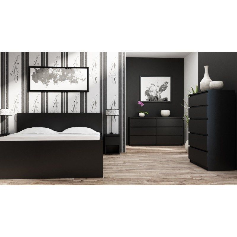 M6 MALWA CHEST OF DRAWERS 140CM 6 DRAWERS BLACK