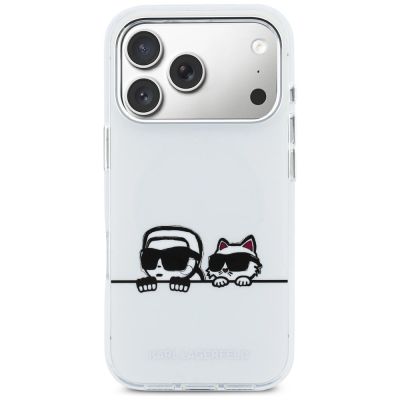3. Karl Lagerfeld IML Karl & Choupette Peekaboo Logo MagSafe Case for iPhone 17 Pro Max - White