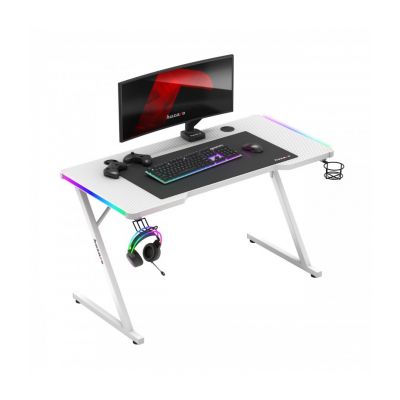 3. Huzaro Hero 2.5 White RGB Gaming Desk