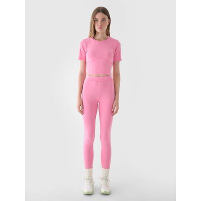 4. Women's crop top slim plain 4F 4FRAW24TTSHF2581-54S