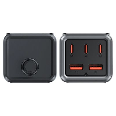 6. Acefast Z2 GaN 75W PD desktop charger 3x USB-C 2x USB-A - black and gray