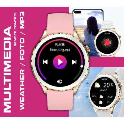 13. Rubicon RNCF02-2 Women's Smartwatch Gold + Pink Strap