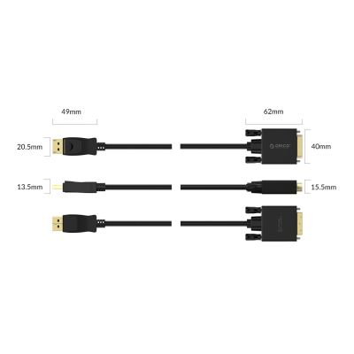 5. Orico XD-DTD DisplayPort to DVI 4K Cable 2m - Black