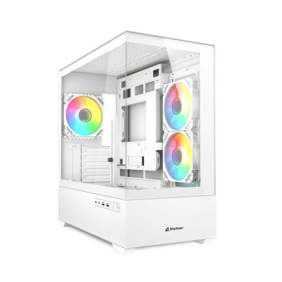 10. Sharkoon MK6 RGB Micro-ATX Computer Case 1xGlass White