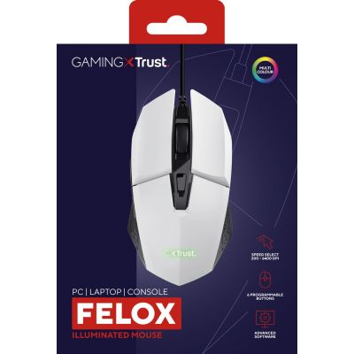 7. TRUST GXT109P Felox Gaming Mouse White