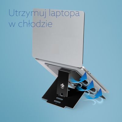 8. Riser Flexible Laptop Stand – adjustable – black – Black – 25.4 cm (10 inches) – 55.9 cm (22 inches) – aluminium – 5 kg – 135–220 mm