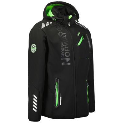 4. Geographical Norway ROYAUTE BLACK / GREEN DB MEN 068 BLACK / GREEN men's softshell jacket (WY8026H/GN-NOIR / VERT)