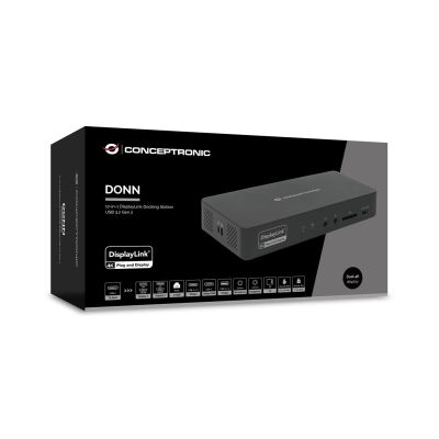 6. Conceptronic 17-1 USB-C->HDMI DP 4K/60Hz GbE USB-C Docking Station bk