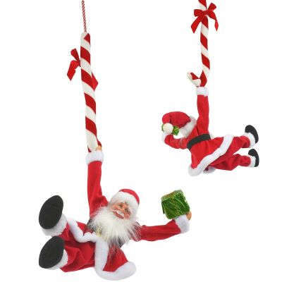 3. CHRISTMAS SANTA CLAUS PLAYING MOVING HANGING WITH CANDY LOLLIPOP 82CM MICA