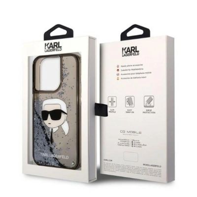 8. Karl Lagerfeld Glitter Karl's Head case for iPhone 14 Pro Max - black