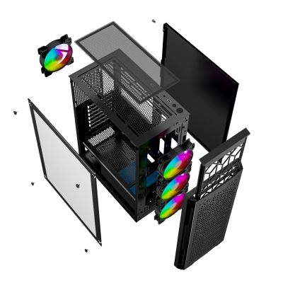 10. GEMBIRD FORNAX 400X MIDI-TOWER CASE (2X USB 3.0, 1X USB 2.0, HD AUDIO, GLASS SIDE PANEL, ARGB BACKLIGHT) BLACK