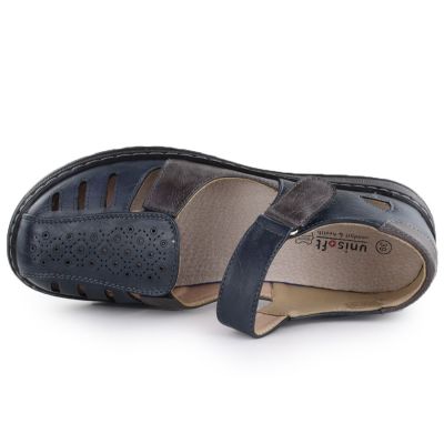 4. Comfortable women's shoes with Velcro, openwork, navy blue, Unisoft 9955